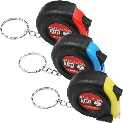 parallelower 3 Stück Maßband 3FT/1M Mini Retractable Maßband Tragbares Kleines Bandmaß mit Schlüsselanhänger mit Imperiale und Metrische Messung für das Messen Maschinen Möbeln Kleidung Papier Stoff