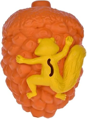 LapDog Look Squirrell! Tannenzapfen Hundespielzeug für aggressive Kauer, Hundekauspielzeug für kleine bis mittelgroße Hunde, Leckerli-Dosierung langlebiges Hundespielzeug, langsamer Fütterer, Orange
