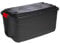 Strata Heavy Duty Large Storage Box with Lid, 145L, Lockable, Indoor/Outdoor, Wheeled, Black with Red Handles