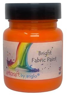 artcraft by anglo Pintura permanente para tela naranja para ropa, pinturas textiles en 60 ml. Ideal para pintar ropa, camisetas, vaqueros, bolsos y zapatos de lona.