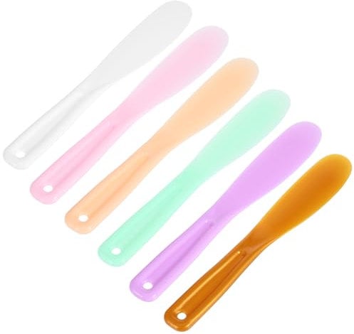 Xinjoduz 6 PCS Plastic Spatula for Mask, Face Cream Spatula Jelly Mask Spatula for Cream Skincare Lotion Disposable Beauty Cosmetic Makeup Spatulas for DIY Cream Lotions Mixing and Sampling (6 Color)
