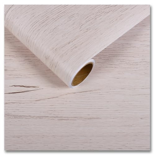 CRE8TIVE Papier peint effet bois blanc et rose pour chambre à coucher, imperméable, imitation bois, papier peint texturé autocollant pour salon, cuisine, salle de bain, armoire de 30 cm x 200 cm