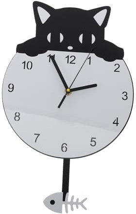 ABOOFAN Wanduhr Katze-wohnkultur Katzendekor Wanddekoration Wand Katze Dekor Kätzchen Entworfene Uhr Stumme Uhr Süße Wand Dekorative Hängeuhr Katzendeko Für Zu Hause Heimdekoration Acryl