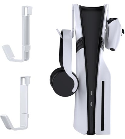 2 Pcs Controller Headset Stand Hanging Hanger for PS5 Pro/PS5/PS5 Slim Digital Drive Console Headphone Hook Accessories for PlayStation 5