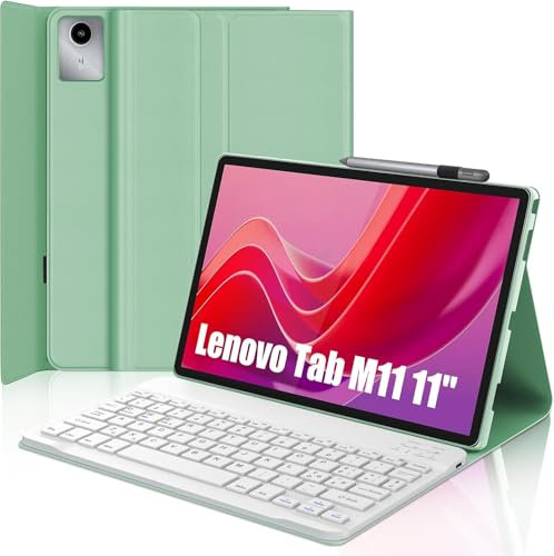 Occtingkind, Tastiera per Lenovo Tab M11, Custodia con Tastiera per Lenovo Tab M11 11 pollici, Cover con Magnetica Staccabile Bluetooth Keyboard per Lenovo M11, Italiano layout, USB C, Verde Chiaro