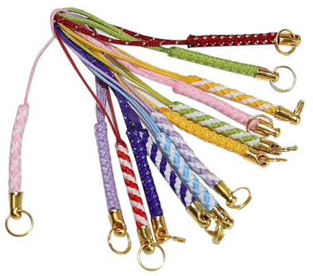 JIHUOO Lot de 50 cordons tressés colorés à rayures pour téléphone portable, cordon porte-clés pour clé USB