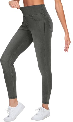 THE GYM PEOPLE Damen Jeggings Stretch High Waist Skinny Jeans mit Taschen | Elastischer Hosenbund, Bauchkontrolle, 4 Taschen, 4-Wege-Stretch, Atmungsaktiv, Jean Leggings für Mode, Yoga, Arbeit, Wandern