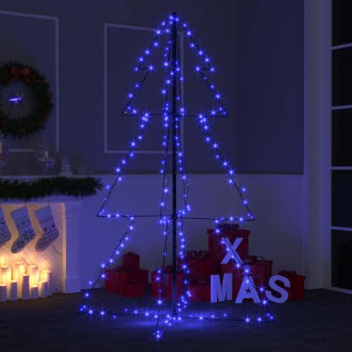 Árbol cónico de Navidad con 200 luces LED para interior y exterior, 98 x 150 cm