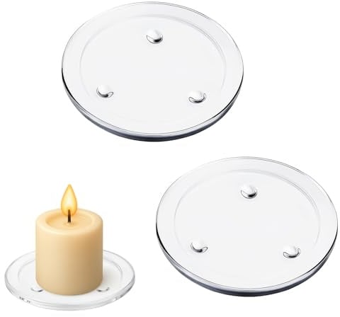 TMZELOA Kerzenteller 2er Set – Kerzenhalter Glas, Kerzenuntersetzer, Glasteller, Transparent Glas – Runder Glasteller für Duftkerzen Untersetzer, Wohnzimmer Tischdeko und Hochzeit Dekoration