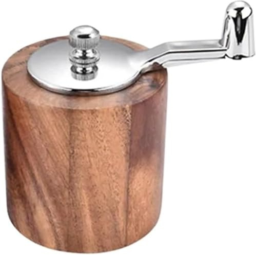 Molino de semillas de lino manual de madera, molino de pimienta de manivela, grosor ajustable, cilíndrico, 6x7 cm