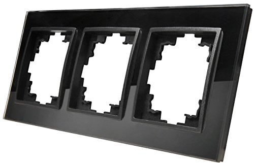 McPower Glas-Rahmen | Flair 3-fach, Schwarz | Dreifachrahmen Modernes Design, hochwertiges Glas, ideal als Schalterrahmen, Steckdosenrahmen, 90x232mm, Innen 56mm, Tiefe 10mm universell einsetzbar