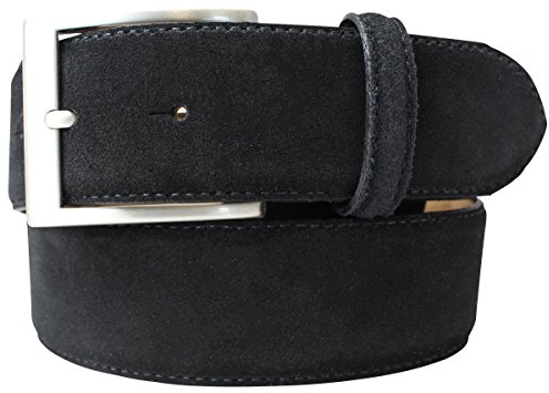 Brazil Lederwaren Gürtel aus Veloursleder 4 cm | Velour-Ledergürtel für Damen Herren 40mm | Wildleder-Gürtel 4cm | Schwarz 90cm
