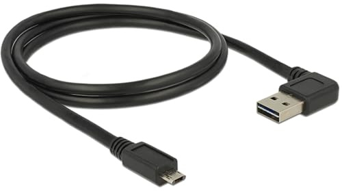 DELOCK Kabel EASY-USB 2.0 Typ-A Stecker gewinkelt links / rechts > EASY-USB 2.0 Typ Micro-B Stecker schwarz 1 m