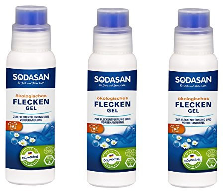 Sodasan Fleckengel mit Auftragsbürste, ökologisches Fleckengel zur Vorbehandlung und Fleckentfernung, 3 x 200ml