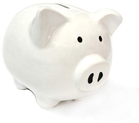 Ceramic Plain Piggy Bank in Gift Box Coin Money Piggy Bank(White)