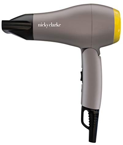 Nicky Clarke 1200W Travel Hair Dryer - Lightweight & Compact - 2 Heat Settings - 1.8m Cable - Grey - NTD101