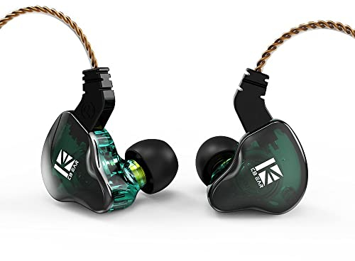 Yinyoo KBEAR KS2 In Ear Monitor,Stereo Bass Kopfhörer, HiFi Over Ear Earbud Headset Noise Cancelling Hybrid 1BA 1DD Kopfhörer mit abnehmbarem Kabel zum Laufen Gehen,Bühne (kein Mikrofon, Grün KS2)