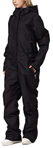 YOJOLO Skianzug Damen Herren Einteiliger Schneeanzug Ski Jumpsuit Windproof Waterproof Thermal Skibekleidung Winter Outdoor Sportmantel,Woman Black,L