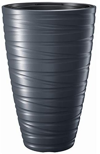 Prosperplast Maze DPMZ400 Blumentopf Pflanzgefäß 2in1 inkl. Pflanztopf Rund Kunststoff 37,5cm Ø 57,9cm Höhe (Anthrazit)