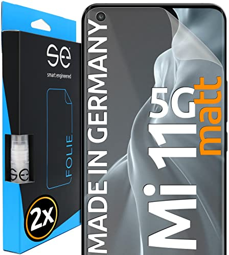 smart engineered 2x se® Protector 3D Antirreflejo para Xiaomi Mi 11 5G, Protección Solar, Compatible con Huellas y FaceID, Instalación sin Burbujas, Mate, Resistente a Golpes y Arañazos, Matériau TPU