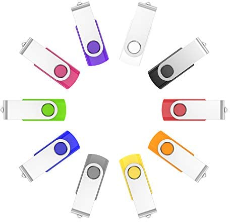 VIEKUU Pendrive 1GB 10 Piezas 2.0, 1 GB Memoria USB Stick, Giratoria Pen Drive, Pincho USB Adecuado para TV, Computadora, Tableta, Flash Drive Almacenamiento de Datos(1GB 10PCS Multicolor)