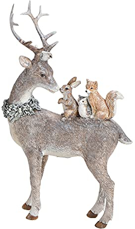 itsisa Hirsch Figur Forest Friends, H: 26 cm - Deko Hirsch Herbst/Winter, Skulptur Hirsch, Tisch Skulptur, Landhaus Deko, Waldtiere, Weihnachten Deko