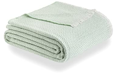 Todocama Extra weiche Baumwolldecke, Vier Jahreszeiten, Mehrzweck-Tagesdecke, Sofaüberwurf, Tagesdecke, Sofaüberwurf (180 x 240 cm, mintgrün), 180 x 240 cm