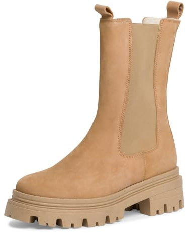 Tamaris Damen Chelsea Boots Leder Blockabsatz; CAMEL/braun; 37 EU