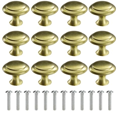 MengH-SHOP Perillas de Gabinete Redondas Perillas de Cajón Tiradores de Muebles Perilla de la Puerta con Tornillo Perillas Manijas para Armario Cajón Aparador Cocina 30mm 12 Piezas Bronce