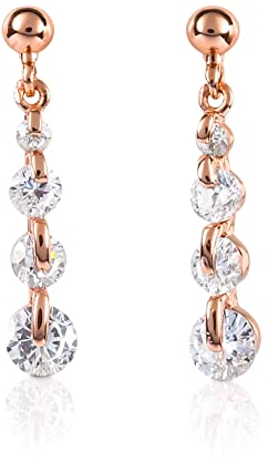 namana Graziosi Orecchini Pendenti Oro Rosa con Pietre Zirconi per Donna e Ragazza, Piccoli Orecchini Oro Rosa Donna, Bigiotteria Donna con Confezione Regalo