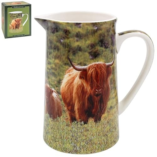 Lesser & Pavey Jarra de diseño británico para cocina y hogar, bonita jarra impresa para jugo de agua con leche y otras necesidades, perfecta para cocinas domésticas y de oficina, jarra de vaca y