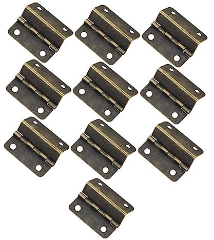 DOITOOL 10pcs Three-fold Hinge Dresser Mirror Cupboard Hinges Iron Green Bronze Rustic Chrome Finish Door Mount Hinges