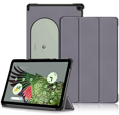 DINGGUAGUA Schutzhülle für Google Pixel Tablet 27,9 cm (11 Zoll) 2023, Folio-dünne Abdeckung, leichte Hartschalen-Schutzhülle mit Multi-Winkel-Ständer, Dunkelgrau
