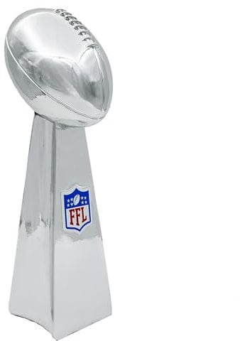 MASCOTWISH Fantasy-Fußball-Trophäe 1, ultimative Fantasy-Football-Trophäe, realistische Fantasy-Liga-Gewinnerpokal, helles Silber, elegantes und langlebiges Design, 3 Größen (XL - 14)