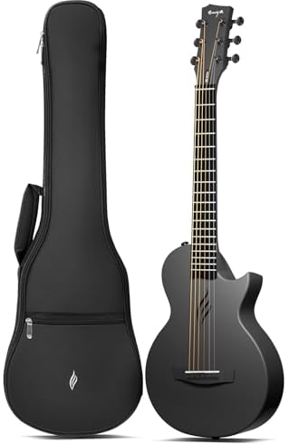 Enya Nova Go Mini Gitarre – Schwarz 1/4 Akustik Gitarre Kohlefaser Reise Gitarre für Erwachsene Anfänger Starter Set Kinder Musikalische Aufklärung per Ostern Geburtstag Weihnachten Geschenk