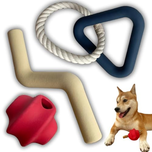 Cleos Petshop 3er Set Kauspielzeug aus Naturkautschuk – Robustes Hundespielzeug, füllbar mit Leckerlis für extra Spaß