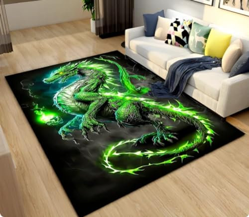 PASPRT Teppich Cartoon Drache Bereich Teppich, Wohnzimmer Teppiche Schlafzimmer Türmatte, Küche Badezimmer rutschfeste Fußmatte 140X200Cm