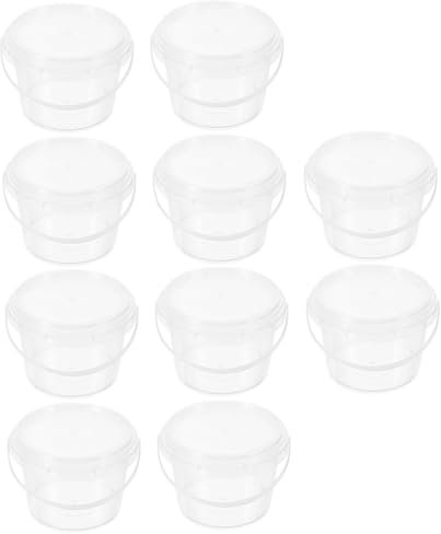 FRCOLOR 10pcs Round Buckets Dried Food Grains Storage Buckets Handle Sealing Lid for Tea-leaf and Other Kitchen Tools for Home Essentials and Organization