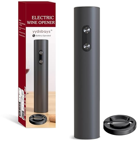 Tire Bouchon Électrique Ouvre Bouteille Automatique Décapsuleur pour Vin Professionnel pour Amateurs de Vins Cadeau (Noir, Ouvre-bouteille avec Coupe-Capsule, Fonctionne avec Batterie)