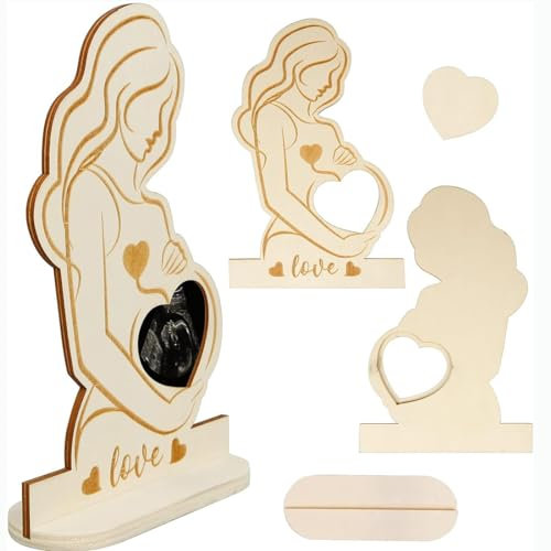 Reccisokz 1 Artikel Schwangere Mama Bump Foto Ultraschall Sonogramm Holz Bilderrahmen Baby-Ultraschalltest B-Ultraschall-Souvenir Werdende Mutter Foto Display Andenken Geschenk für werdende mutter(A)