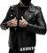 AAOutfitz Schwarze Biker-Lederjacke für Herren mit Nieten, Schwarz - Echtleder, S