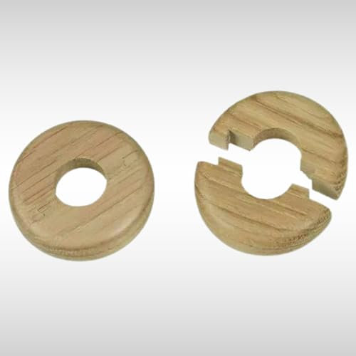Dunnet Tools Lot de 2 cache-tuyaux en bois de 15 mm de large pour tuyaux de radiateur, faciles à installer, colliers de tuyaux en chêne de 15 mm de large