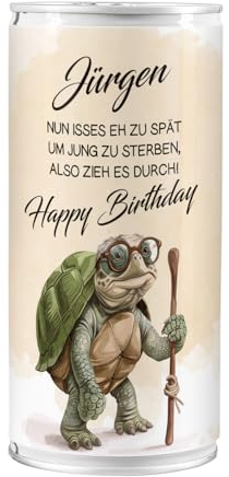 Lustapotheke® 1L Bierdose mit witzigem Spruch zu spät um jung zu sterben, personalisierte Geschenkidee zum Geburtstag