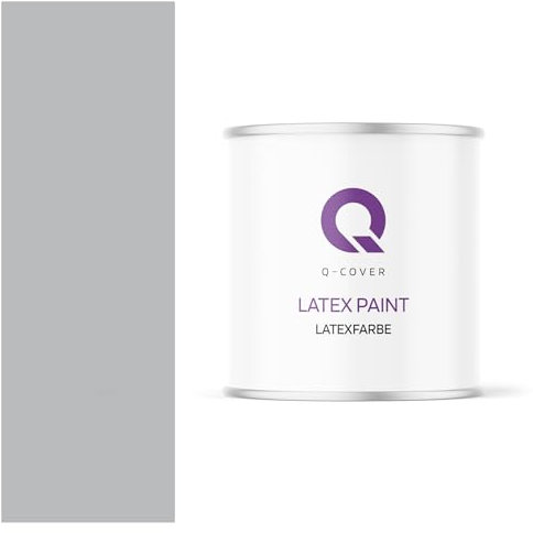 Q-COVER Latexfarbe 2L Grau – matte Wandfarbe & Deckenfarbe für Innen, hohe Deckkraft, scheuerbeständig (Klasse 3), tropfgehemmt, ideal für Wohnzimmer, Küche und Flur
