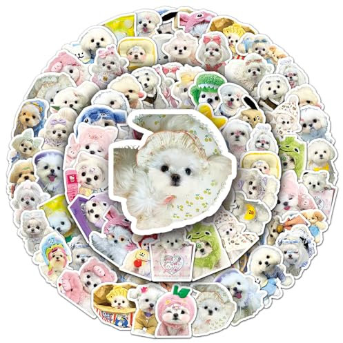 Cute Dog Stickers 50pcs Stickers for Maltese Dog Kawaii Animal Stickers for Kids Teens Boys and Girls Waterproof Vinyl Stickers for Laptop Phone Case Water Bottle Tablet Decals Lovely Stickers Set