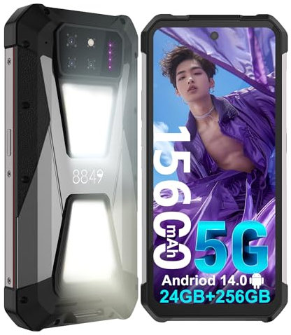 8849 Shark 5G Outdoor Handy(2024), Android 14 Outdoor Robusto, Smartphone 15600 mAh, batería de 24 GB + 256 GB (1 TB ampliable), 6,79 pulgadas IP68 resistente al agua Smartphone sin contrato, sin