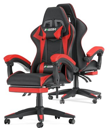 Racingreat Gaming Chair,Ergonomic Gaming Chair for Adults, Height Adjustable Reclining Computer Game Chair Comfortable with Headrest and Lumbar Support(With Footrest, Red)