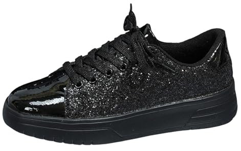 Pailettenschuhe Für Damen, Elegant mit Schnürung Outdoor Silber Laufschuhe Pailletten Schuhe Running Blau Freizeit Atmungsaktiv Glitzer Sneaker Turnschuhe 40 Flach Sportschuhe Glitzer Schuhe