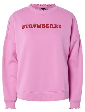 PIECES Pcmaliah LS Print Sweat BC, Rosa Fucsia, S para Mujer