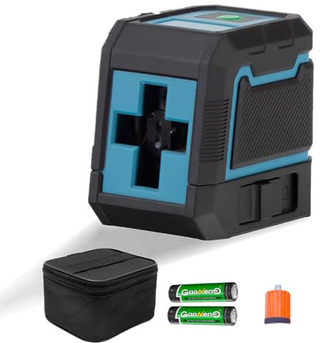Small Laser Level, 3° Self Leveling Cross Line Laser Level for Horizontal and Vertical Alignment, 15m Working Distance, 2 * AA Batteries, Green